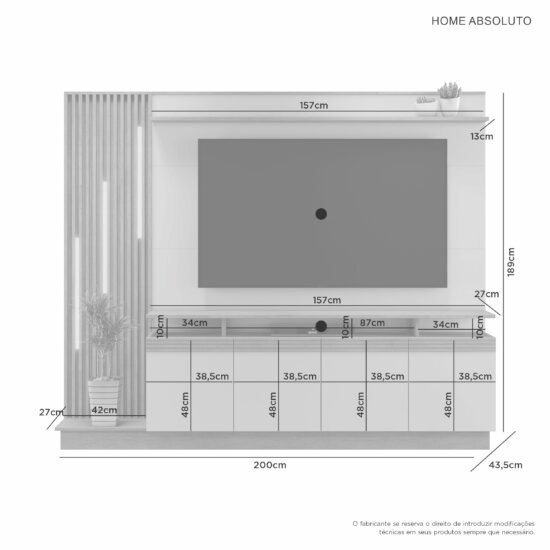 Alternative view of Home ate 65" Absoluto Cinamomo/Off White - JCM MOVELARIA