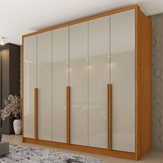 Guarda-Roupa 6 Portas Fortuna/Riqueza 2,43 m Cinamomo/Off White - TCIL