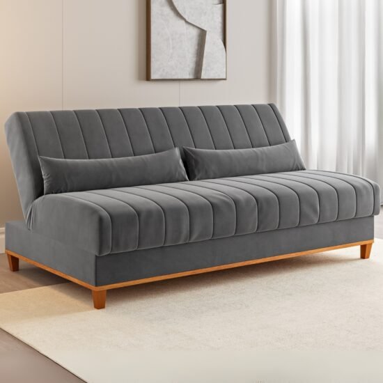 Sofá Cama Luna/Duna 1,80 m Veludo Cinza Grafite - VIERO MÓVEIS