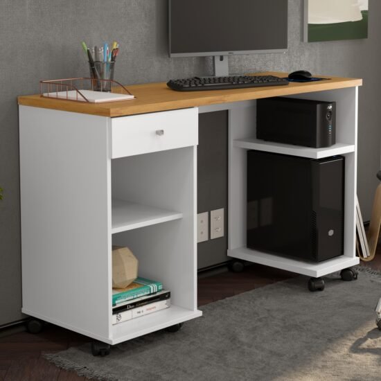 Mesa para Computador Million Branco/Cinamomo - PATRIMAR