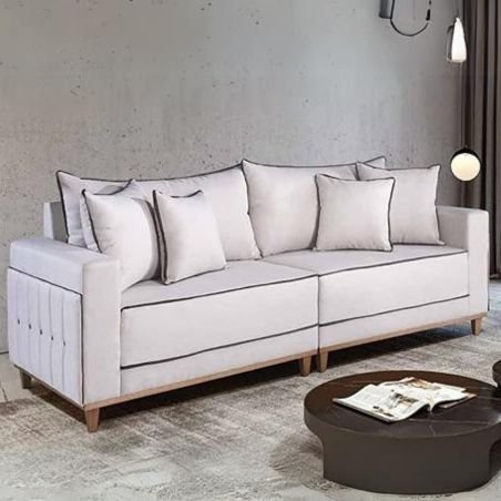 Sofá Living Montes Claros 3048 2,16 m Bege 2119 - LUFER ESTOFADOS - Imagem 2