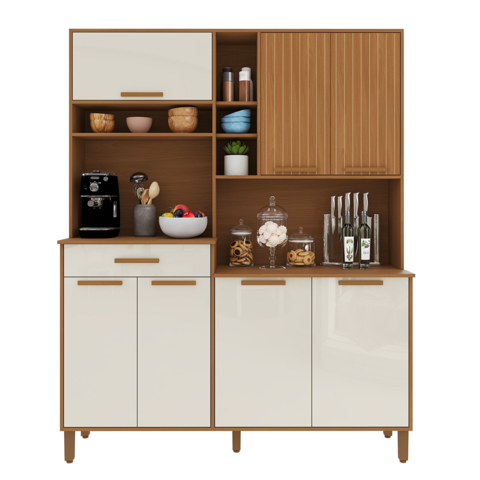 Kit Cozinha Braga 1,60 m Freijó/Off White – INDÉKES - Imagem 5
