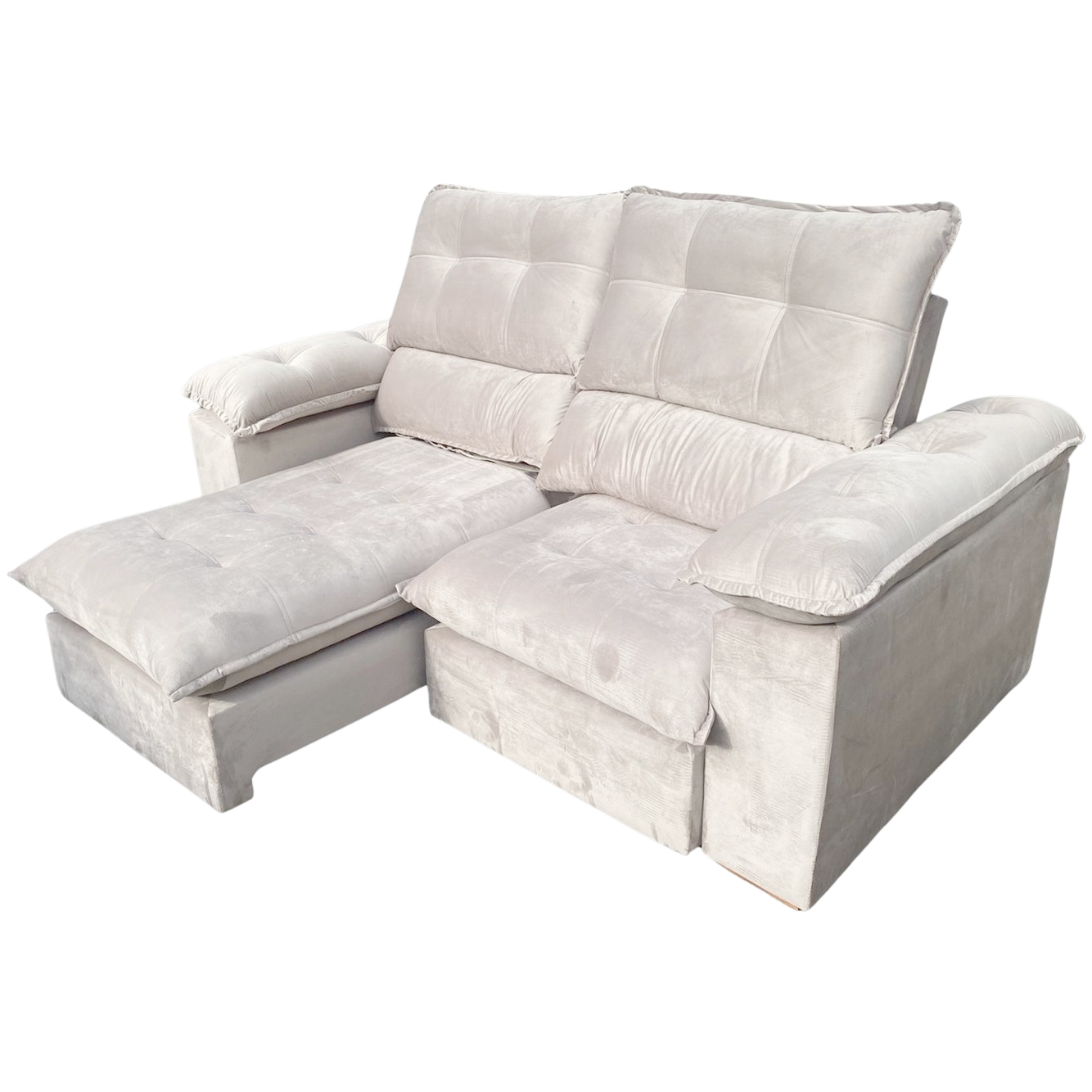 Sofá Retrátil e Reclinável Suíça 2,10 m Veludo Marfim – LEO DECOR (PROMOÇÃO - LEVE AVARIA) - Imagem 2