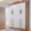 Guarda-Roupa 4 Portas Mônaco 1,60 m Cinamomo/Off White – D’DORO MÓVEIS