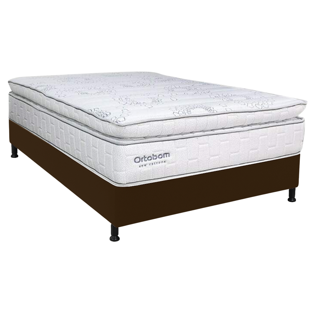 Colchão Casal New Freedom 32 cm D33 Molas Ensacadas + Base Simples Corino Marrom – ORTOBOM + BIOSTAR - Imagem 2