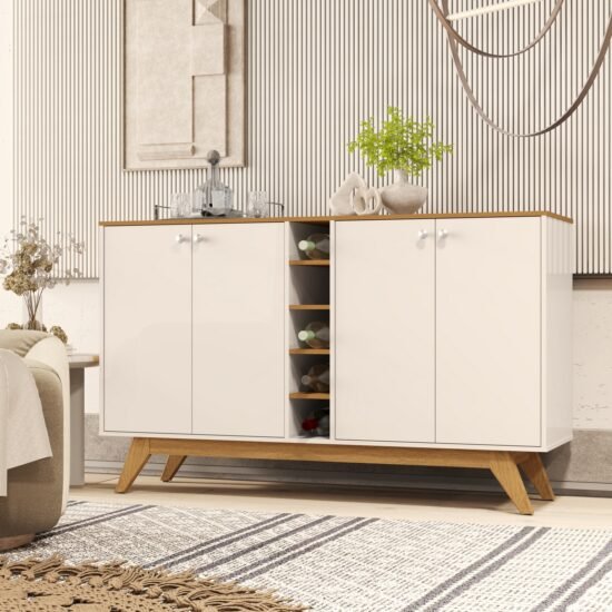 Buffet 4 Portas Jocasta Off White/Cedro - SAL MOVELARIA