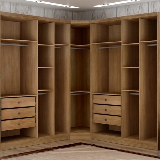 Alternative view of Guarda-Roupa Modulado Rizon 001(Dois Módulos 4 Portas + Um Módulo Canto Oblíquo) Cumarú/Fendi - NOVO HORIZONTE