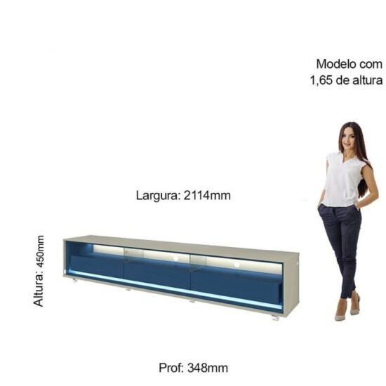 Alternative view of Rack até 75″ Requinte 212 (com Rodízios) Azul/Off White – GELIUS