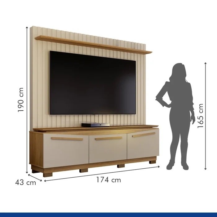 Home Theater até 75" Montreal Off White/Cinamomo - VALDEMÓVEIS - Imagem 5