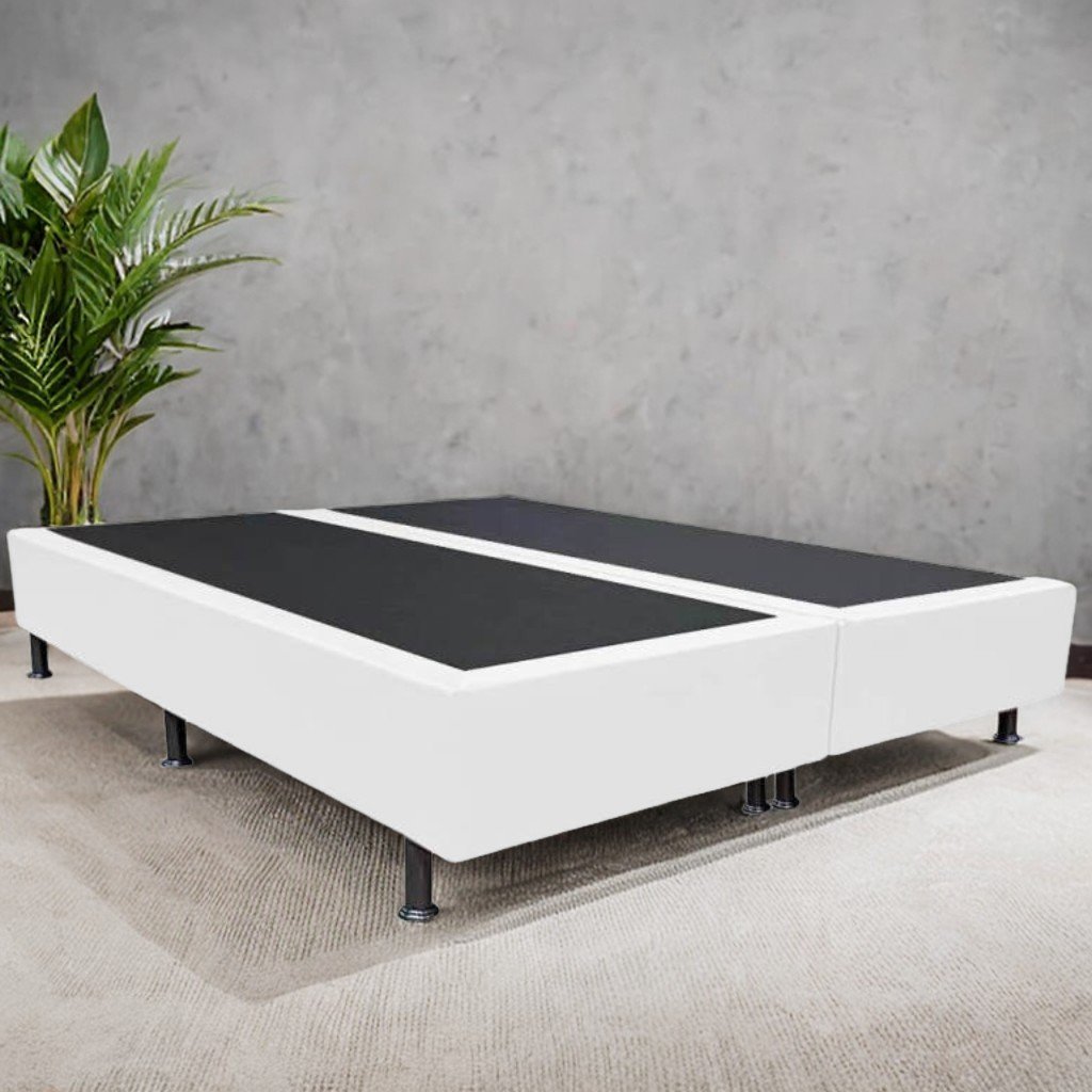 Base Box Queen Simples Corino Branco - ALTO NÍVEL CAMAS E COLCHÕES