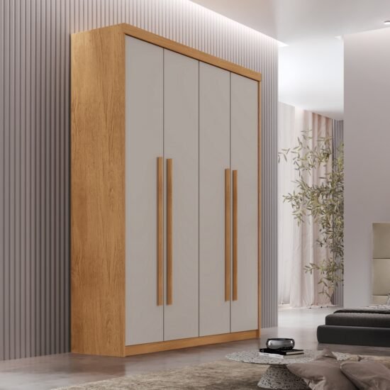 Guarda-Roupa 4 Portas Hawaii 1,21 m Naturale/Off White - RUFATO