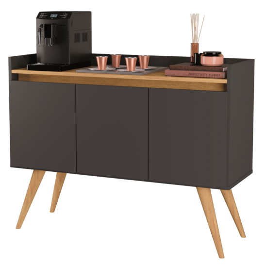 Alternative view of Buffet 3 Portas Gold Preto/Mel - MOVEIS PRIMUS
