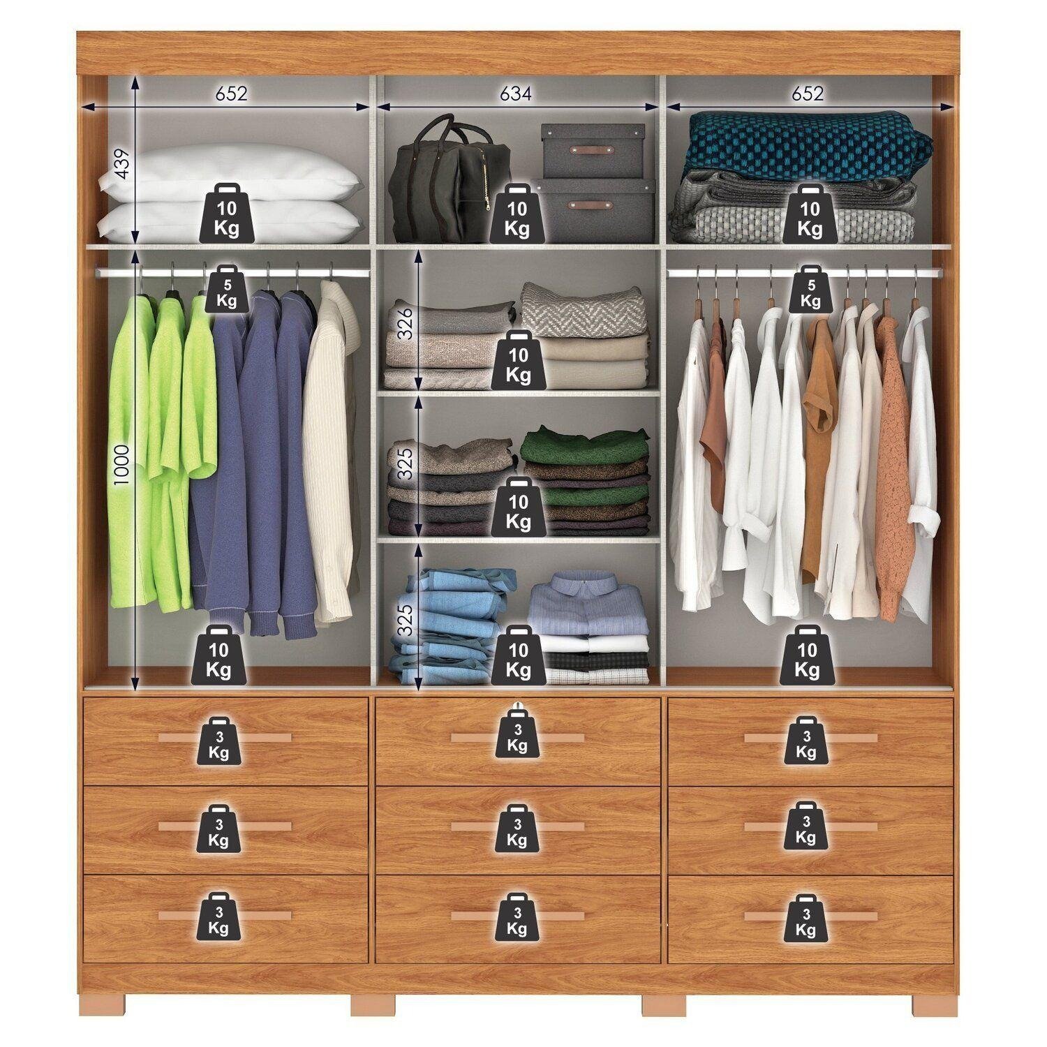Guarda-Roupa 3 Portas Toronto RP1930 + Cômoda 4 Gavetas com Sapateira Leme CO240 Cinamomo/Off White/Cinamomo – FELLICCI - Imagem 5