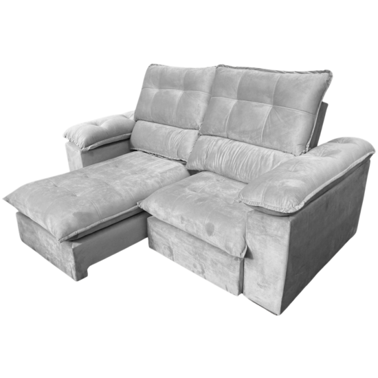Alternative view of Sofá Retrátil e Reclinável Suíça 2,10 m Veludo Cinza Prata - LEO DECOR (PROMOÇÃO - LEVE AVARIA)