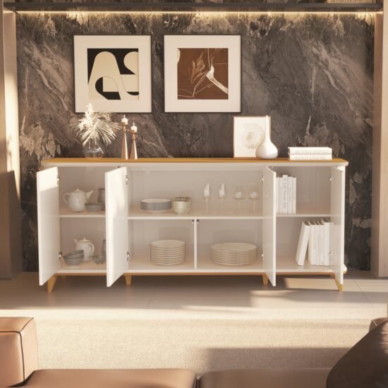 Alternative view of Buffet 4 Portas Aron Off White/Cedro – EDN MÓVEIS