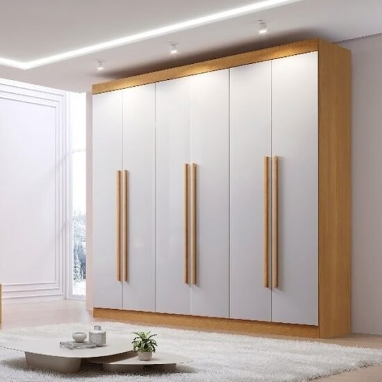 Guarda-Roupa 6 Portas Monte Carlo 2,32 m Cinamomo/Off White - D'DORO