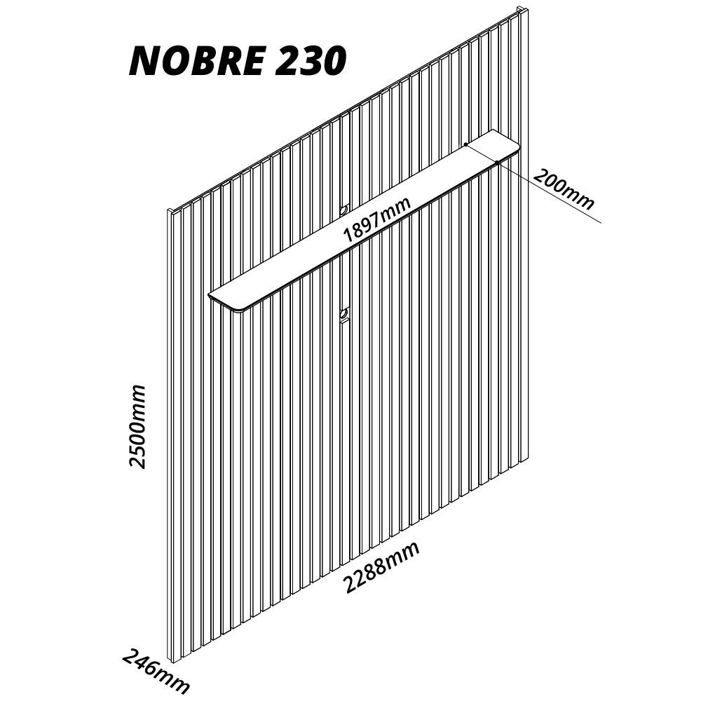 Painel ate 85" Nobre Ripado 230 Cinza - GELIUS - Imagem 5