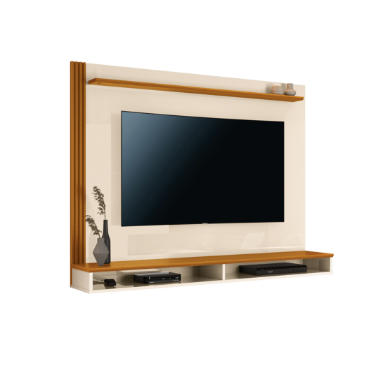 Alternative view of Painel até 55" Davos Off White/Cedro - EDN MÓVEIS