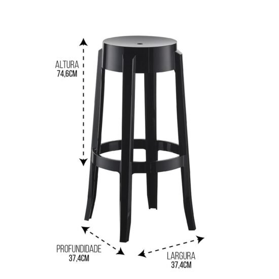 Alternative view of Kit 2 Banquetas Shine Plus Preto UZ8007-11 - KAPPESBERG