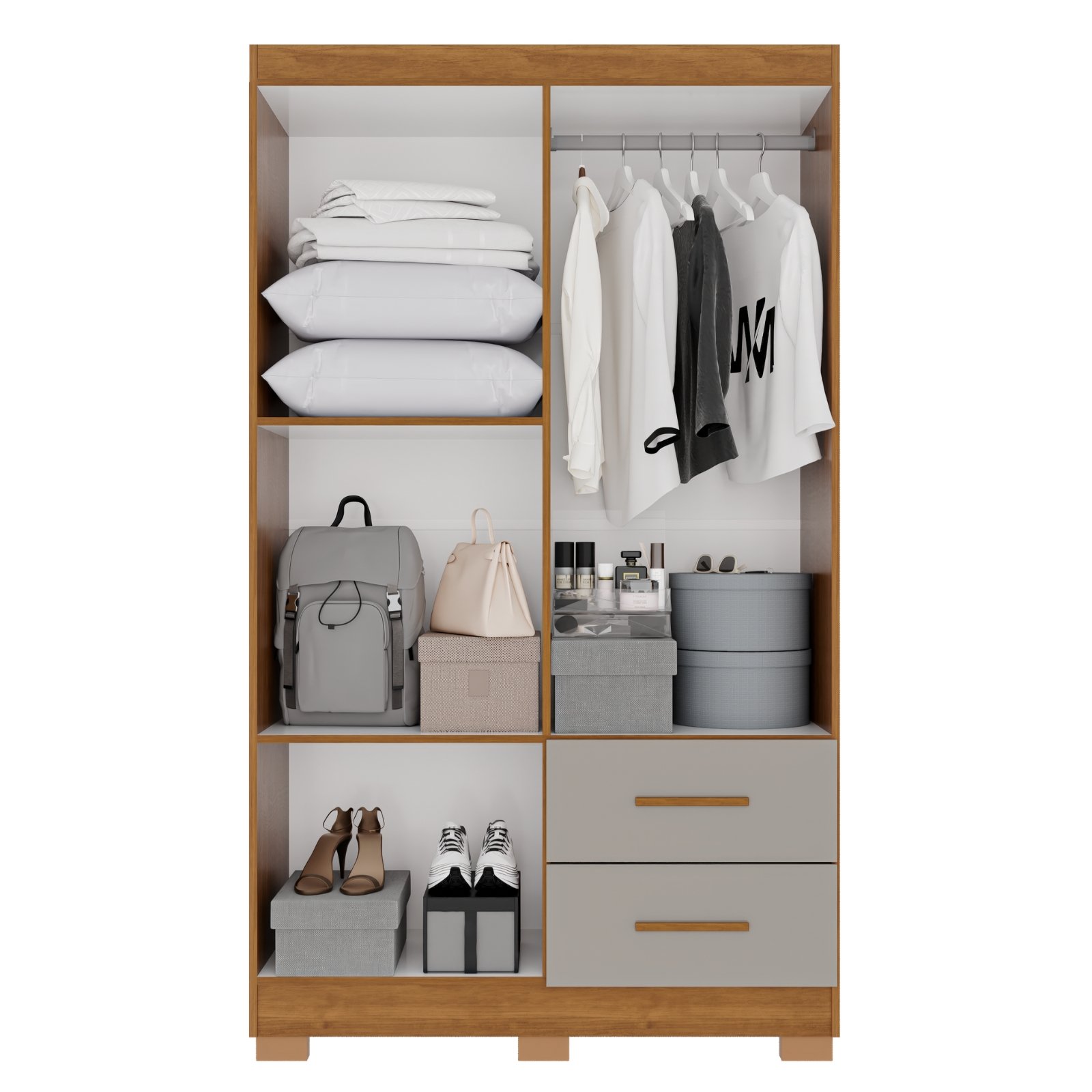 Guarda-Roupa 4 Portas Estrela Premium 1,00 m Cinamomo/Off White - SALLÊTO - Imagem 2