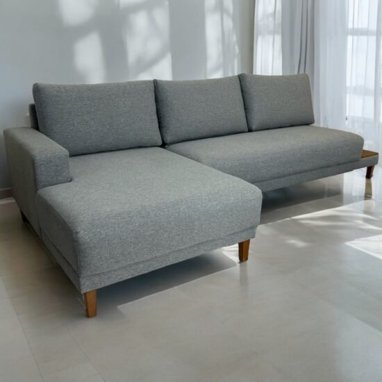 Alternative view of Sofá com Chaise Ref.825 2,90 m Chenile Linho Cinza Firenze - RONDOMÓVEIS