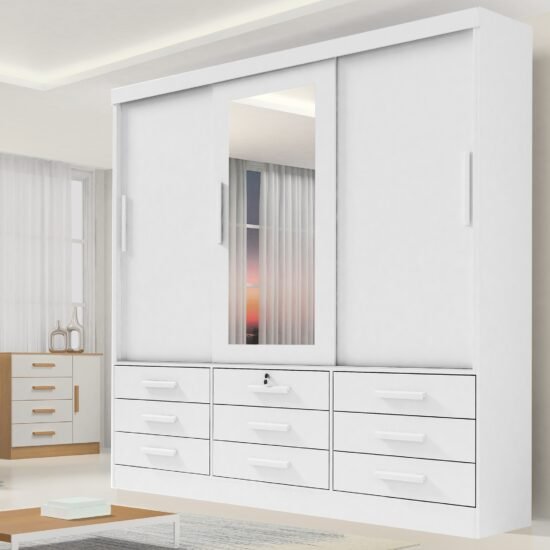 Guarda-Roupa 3 Portas Meridian 2,00 m Branco - D DORO MOVEIS