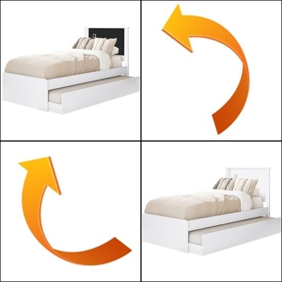 Alternative view of Cama Solteiro Barcelona + Auxiliar Branco/Preto/Branco - TEBARROT DO BRASIL