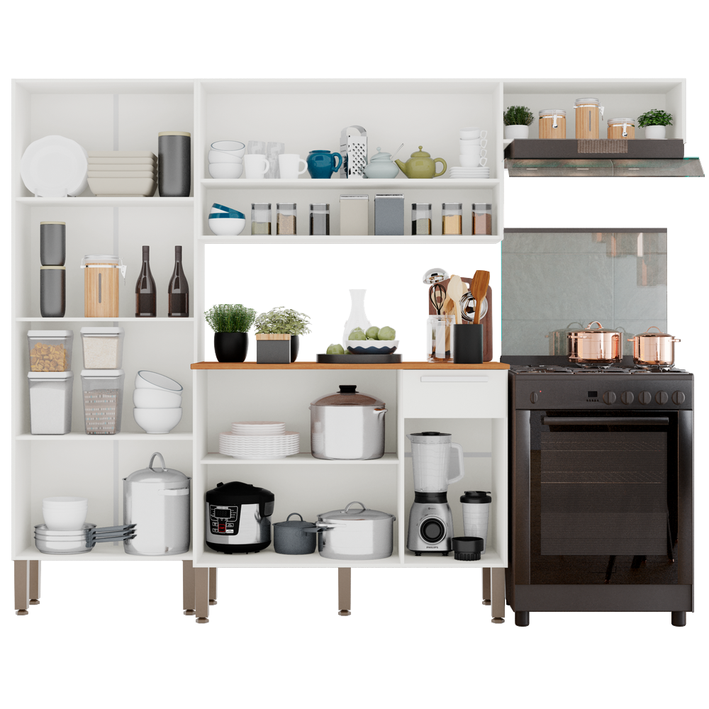 Cozinha Completa com Balcão Madri Branco - SALLÊTO - Imagem 4