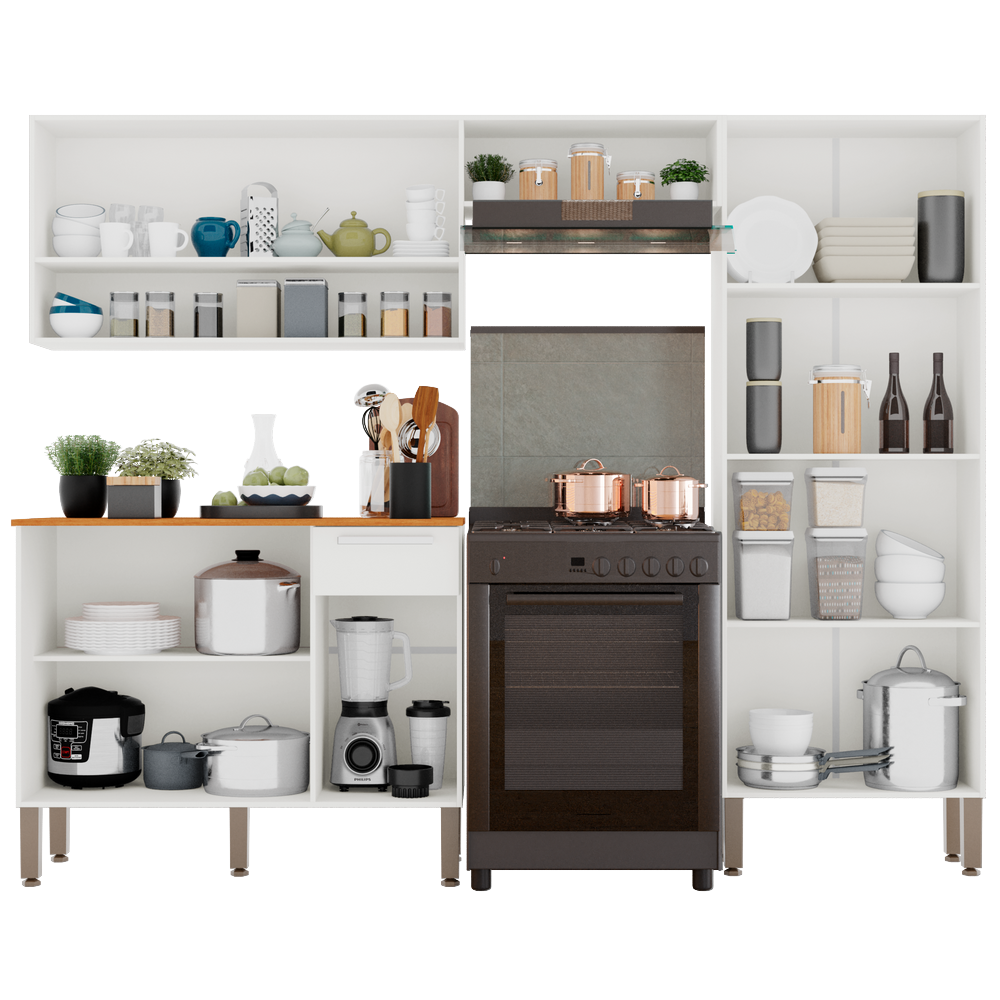 Cozinha Completa com Balcão Madri Branco - SALLÊTO - Imagem 3
