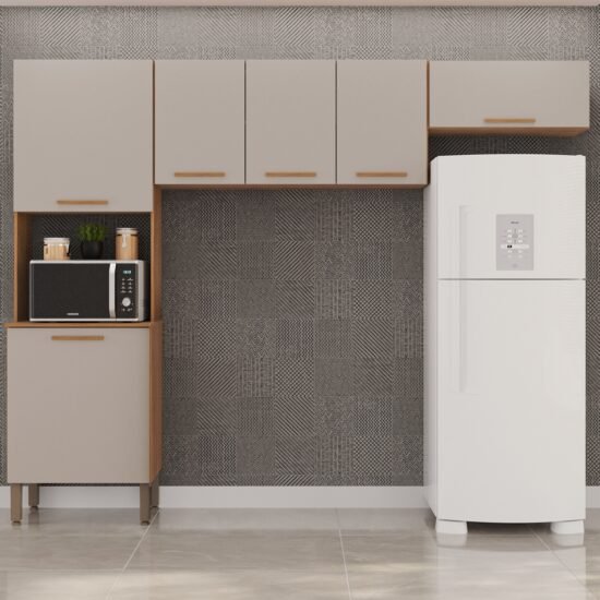 Cozinha 3 Peças (S/Balcão) New Valência Cinamomo/Off White - SALLÊTO