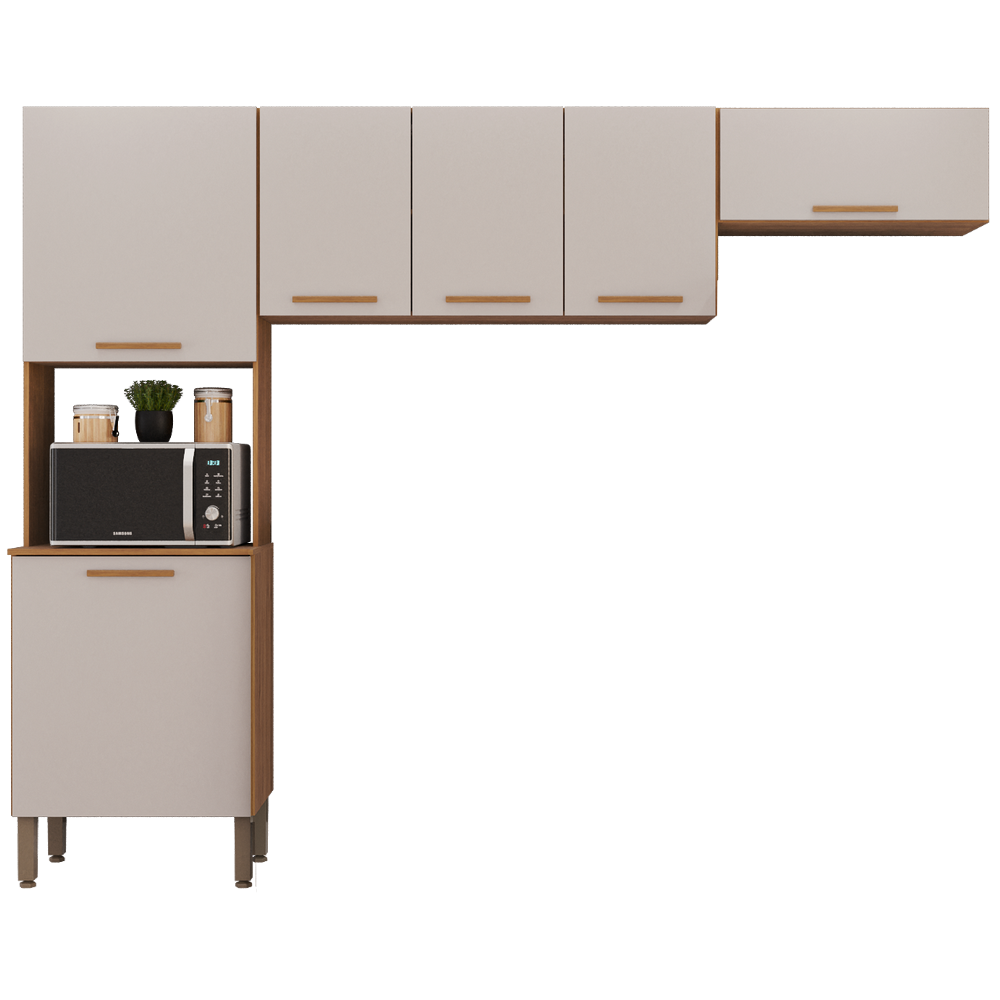 Cozinha 3 Peças (S/Balcão) New Valência Cinamomo/Off White - SALLÊTO - Imagem 4
