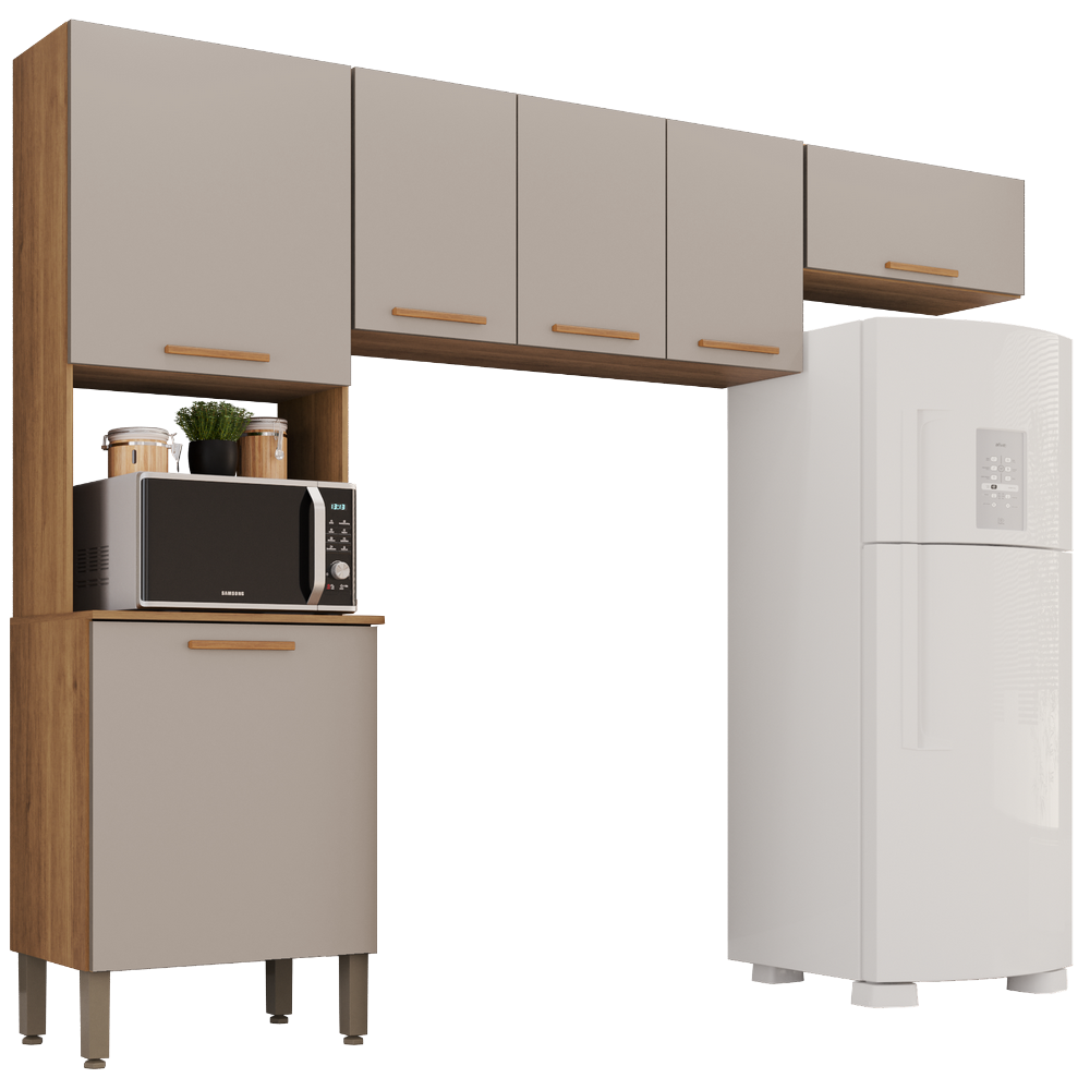 Cozinha 3 Peças (S/Balcão) New Valência Cinamomo/Off White - SALLÊTO - Imagem 3