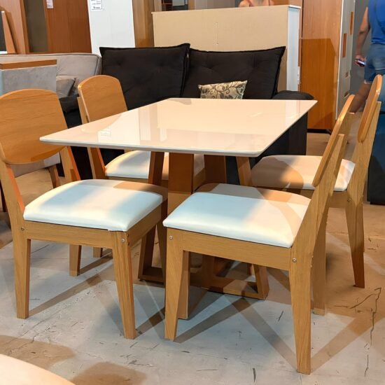 Alternative view of Mesa Pedro 120 Mel/Off White com 4 Cadeiras Havana Veludo Creme – ART ASSENTOS + RUFATO