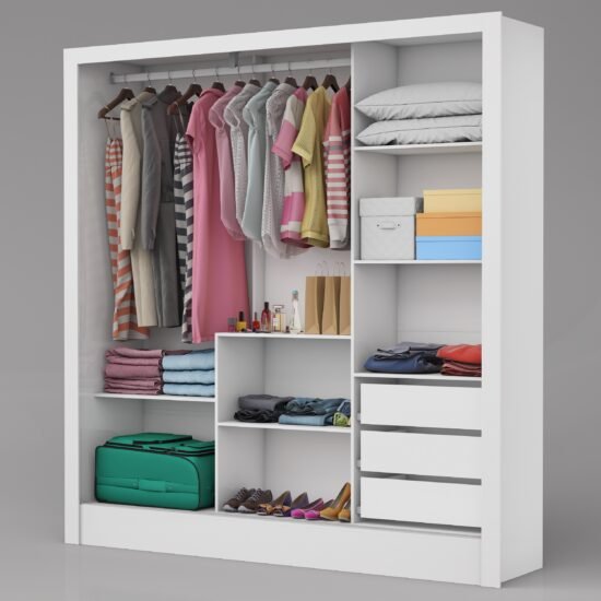 Alternative view of Guarda-Roupa 3 Portas Dubai/Santiago Premium (3 portas espelhadas) 1,79 m Branco - CARIOCA MÓVEIS
