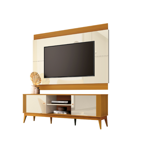 Alternative view of Painel + Rack até 60″ Legacy 1.6 Off White/Cedro Natural – EDN MÓVEIS