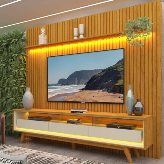 Painel até 85″ Nobre 230 Naturale + Rack Requinte 212 Naturale/Off White – GELIUS