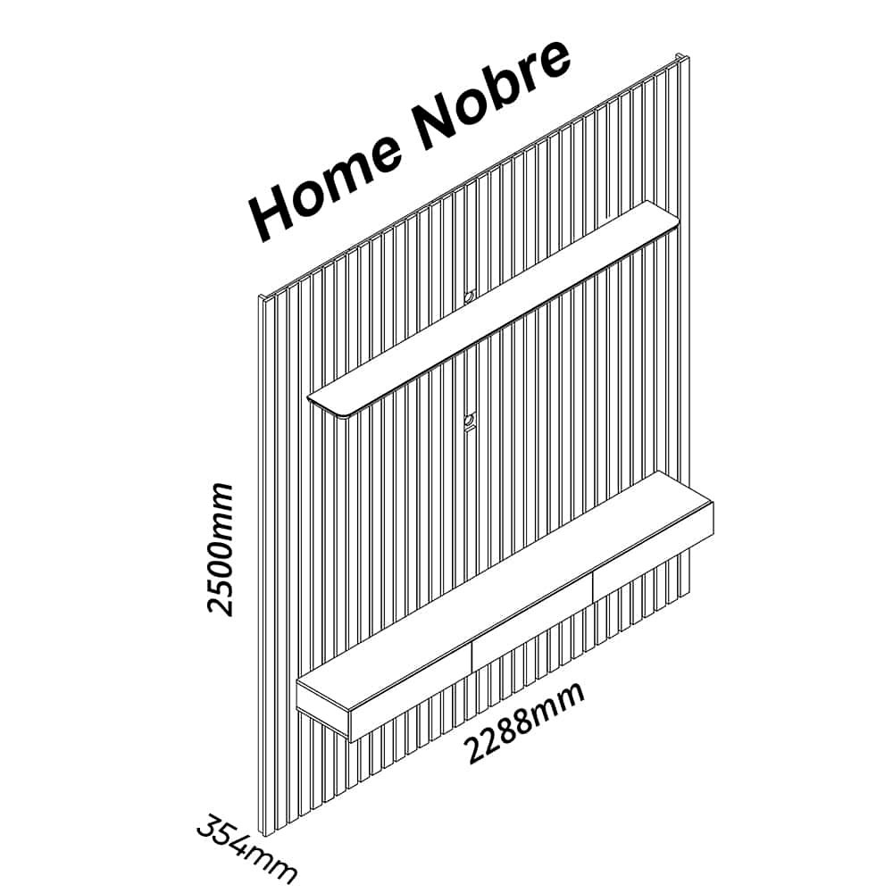 Home até 85″ Nobre Ripado 230(Com Nicho) Cinza/Off White – GELIUS - Imagem 4