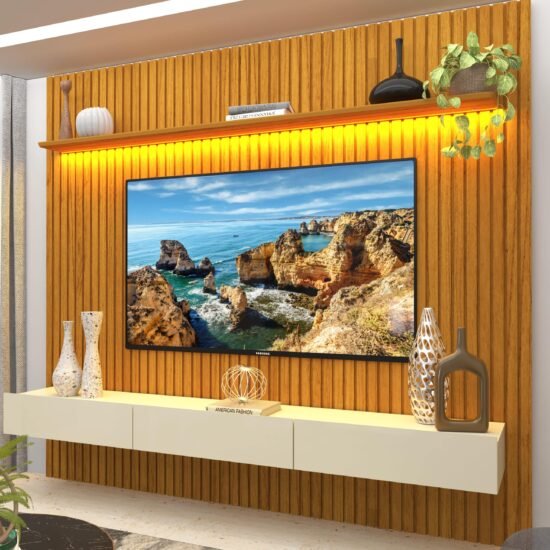 Home até 85″ Nobre Ripado 230(Com Nicho) Naturale/Off White – GELIUS