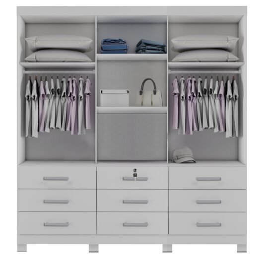 Alternative view of Guarda-Roupa 3 Portas(Com Pés)Athenas 1,80 m Branco – BIANCHI