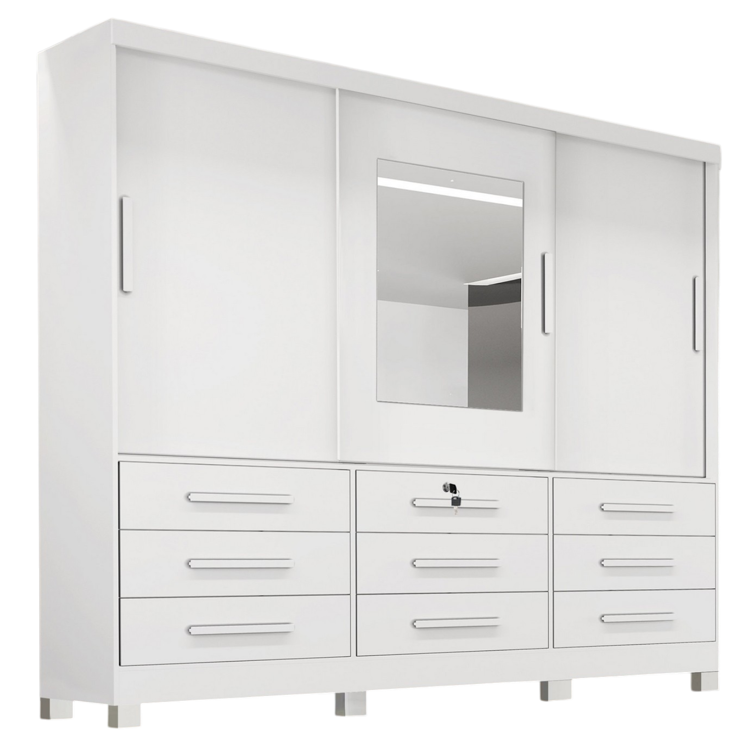 Guarda-Roupa 3 Portas(Com Pés)Athenas 1,80 m Branco – BIANCHI - Imagem 3