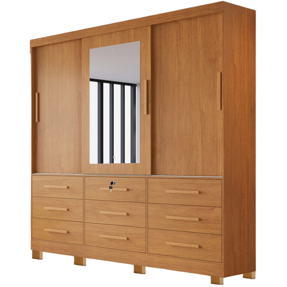 Guarda-Roupa 3 Portas(Com Pés)Athenas 1,80 m Nature – BIANCHI - Imagem 3