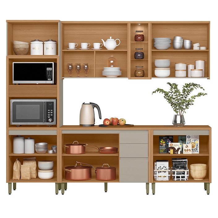 Cozinha 5 Peças Allure Jequitibá/Gris Fosco – LINEA BRASIL - Imagem 2