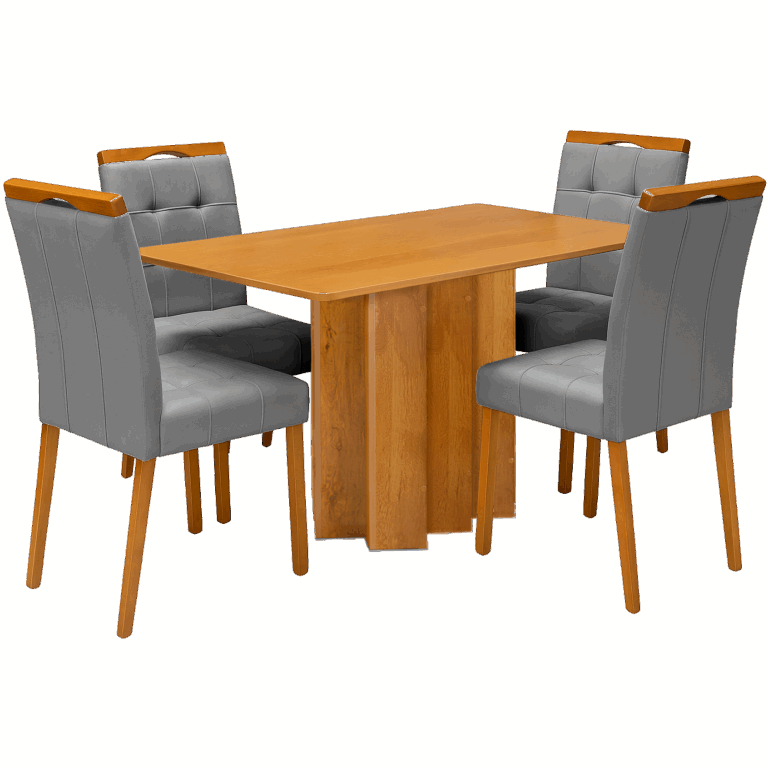 Mesa Recife 120 Cinamomo Laminado com 4 Cadeiras Sophia Veludo Cinza Grafite – CEL MÓVEIS + WM DECOR - Imagem 3