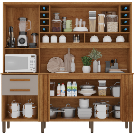 Alternative view of Kit de Cozinha Catar 2,00 m Cinamomo/Off White - SALLETO