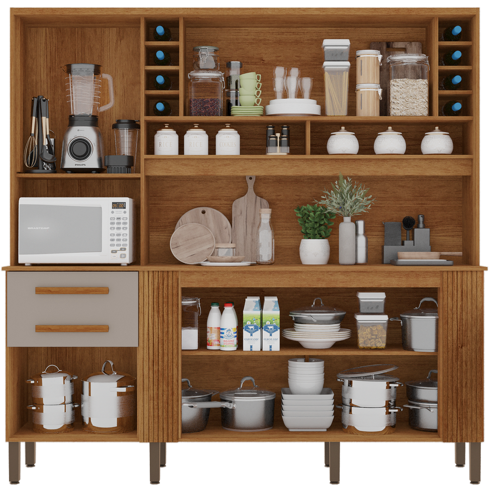 Kit de Cozinha Catar 2,00 m Cinamomo/Off White - SALLETO - Imagem 2