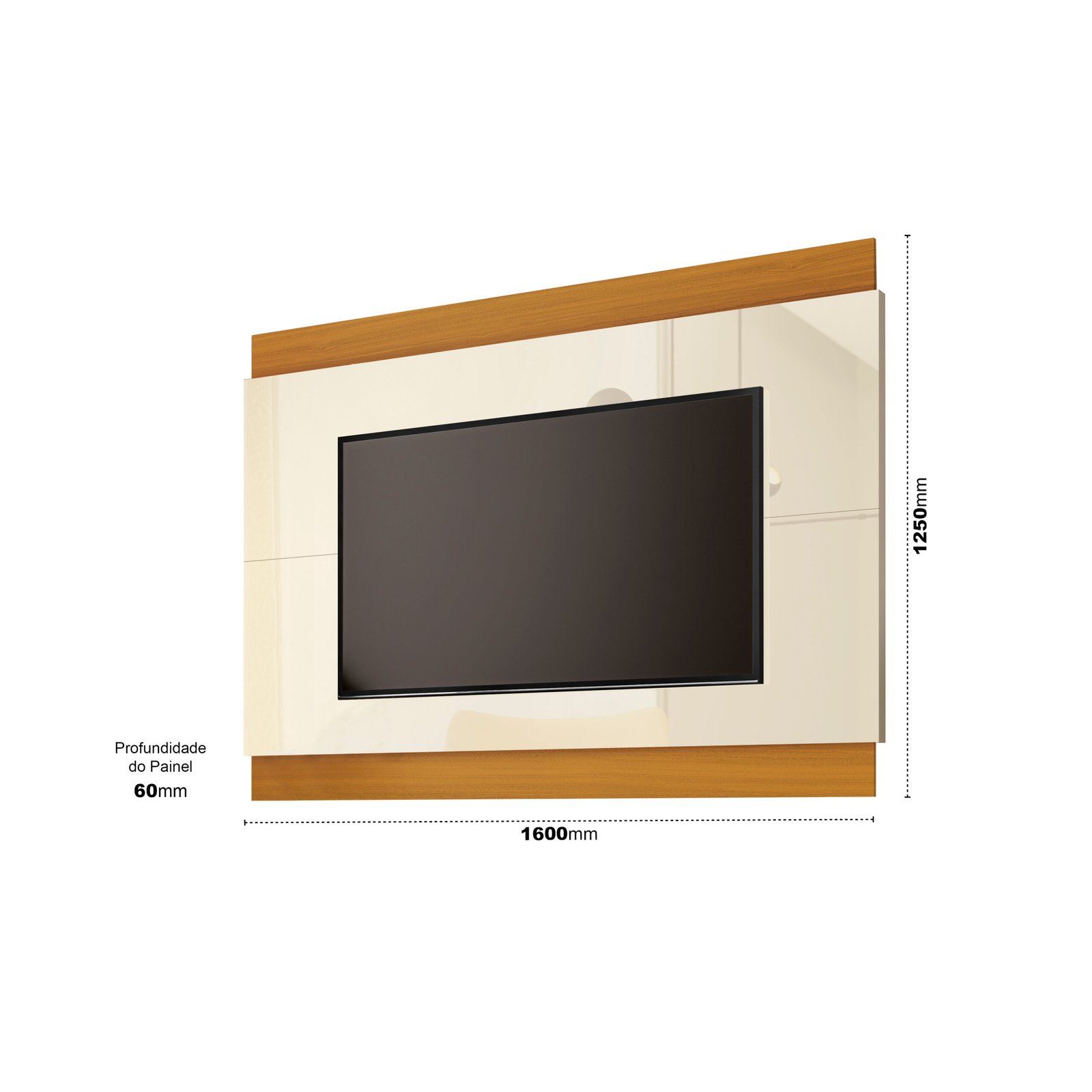 Painel até 60" Legacy 1.6 Off White/Cedro Natural - EDN MÓVEIS - Imagem 2