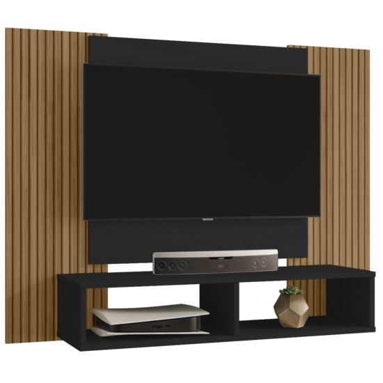 Alternative view of Painel até 47" Navi Preto/Ripado – BECHARA