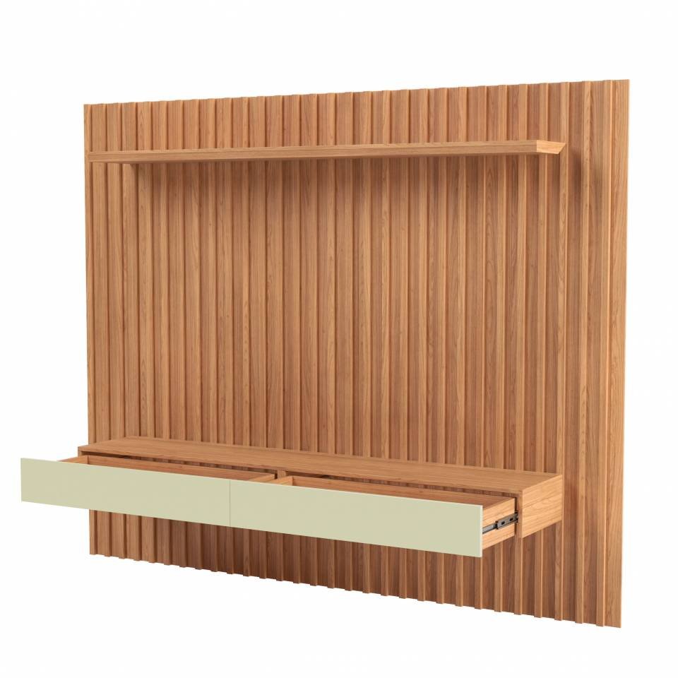 Painel Suspenso até 65" TB182L Off White/Freijó - DALLA COSTA - Imagem 3