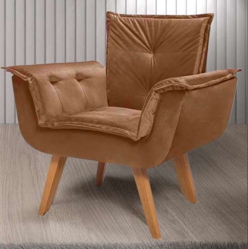 Poltrona Fixa Canadá/Opala Veludo Terracota - JP ESTOFADOS - Imagem 2