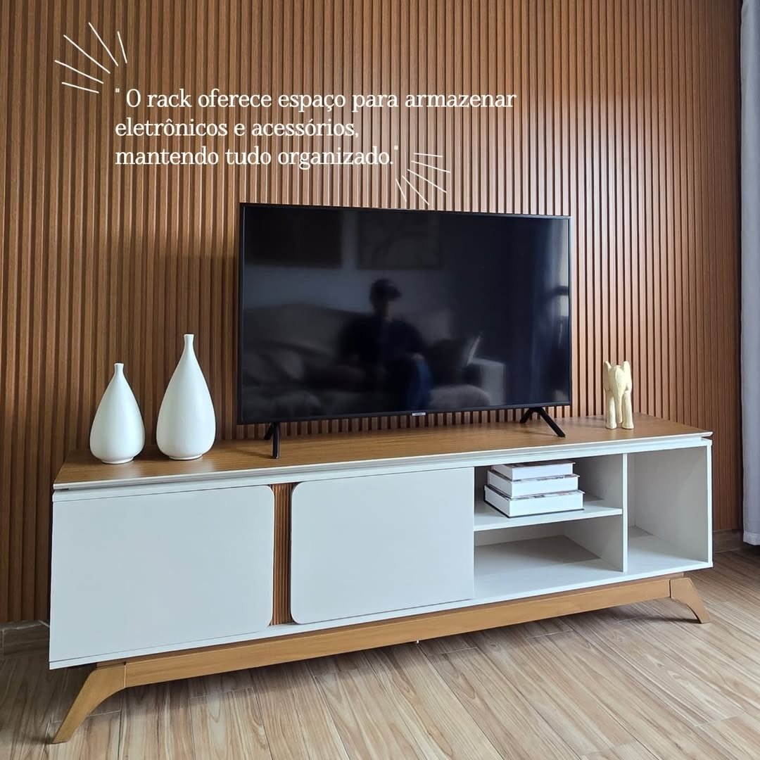 Rack ate 70" Istambul Nature/Off White - LINEA BRASIL - Imagem 2